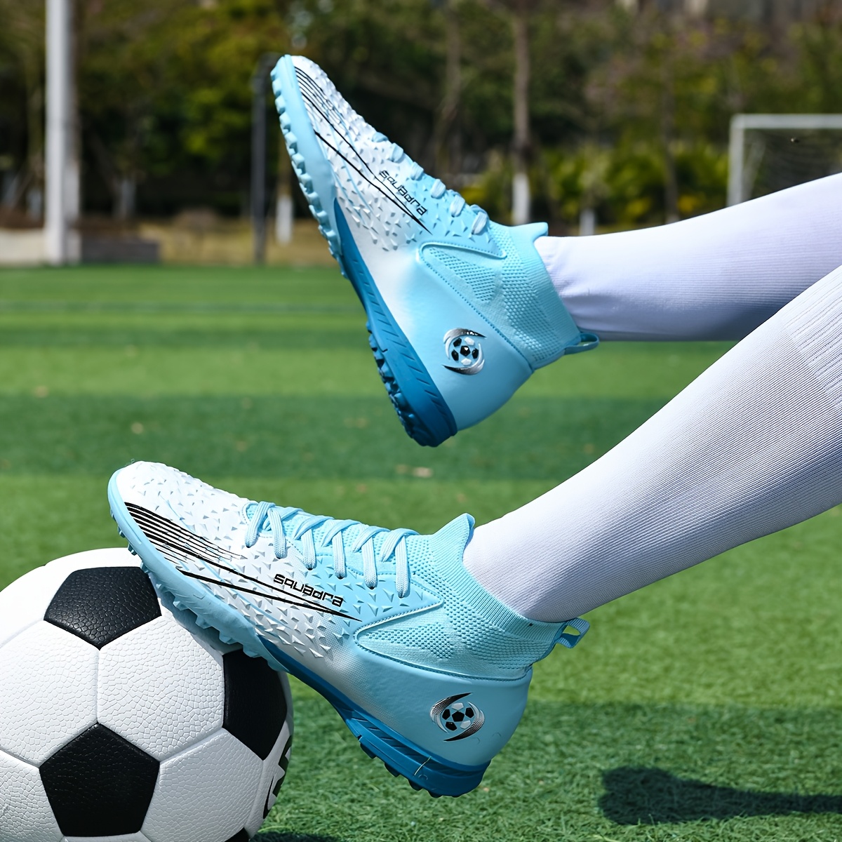Zapatillas, Zapatos de Entrenamiento de Fútbol de Caña Alta para Hombres y Mujeres - Ligeros, Transpirables, con Cordones, Diseño Moderno - Zapatos Unisex para Todas las Estaciones | Botas de Fútbol Profesionales | Aplicables en Múltiples Superficies | Dos Colores
