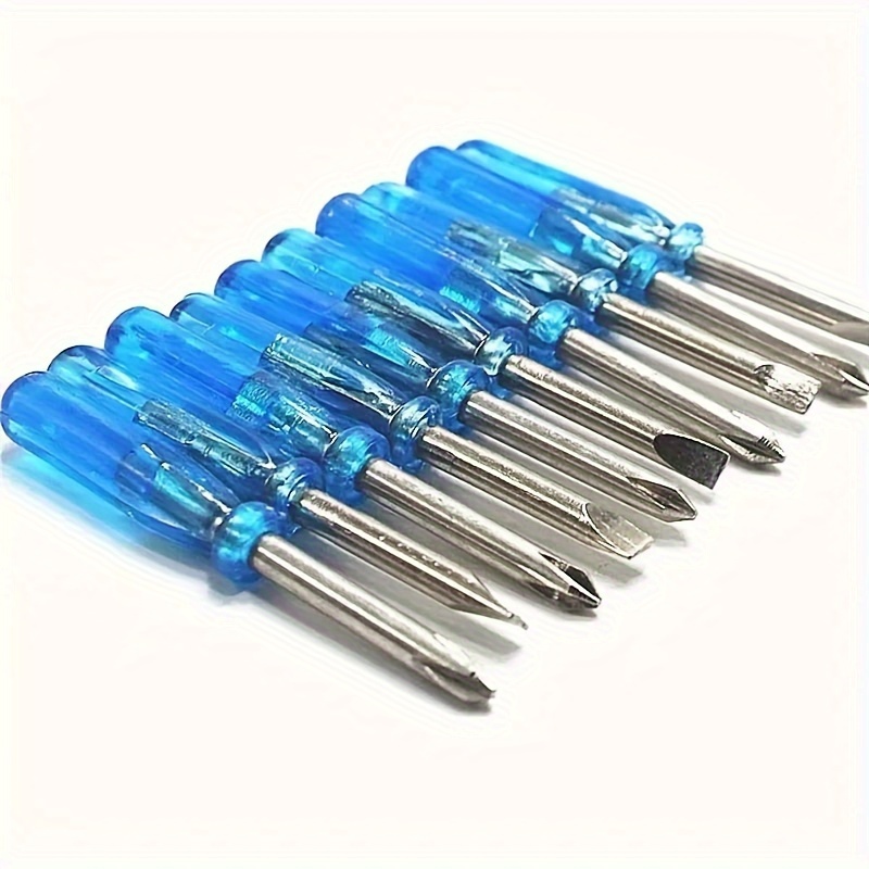 

10pcs Mini Screwdriver Set With Blue Crystal Handle, 2mm Hex Shank, Plastic Material, Safety Torque Wrench, Manual Operation, Ideal For Toy Repair And Crafts