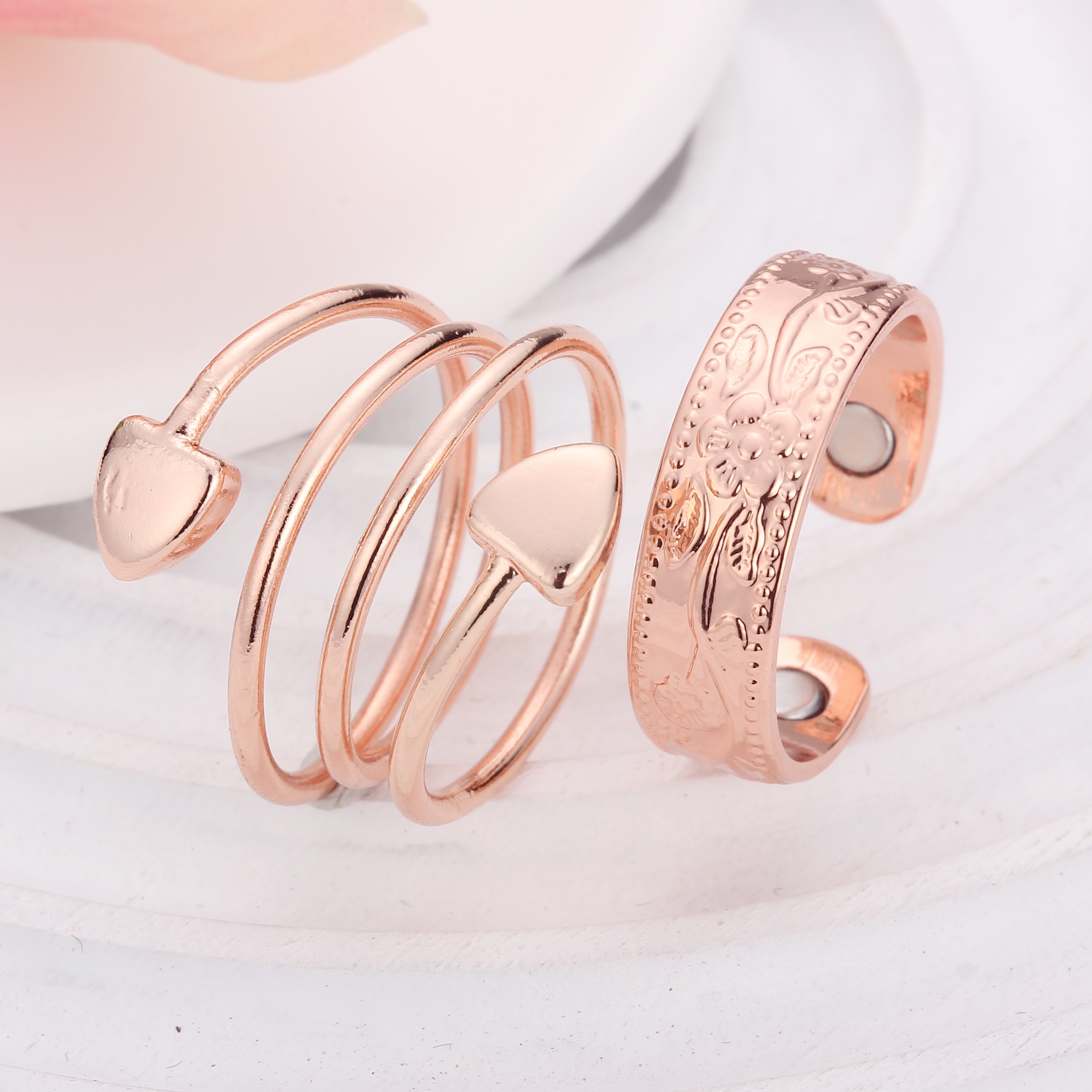 E-shop 2 Stk. Verstellbare Kupfer-Magnetringe für Frauen - Modisches Design, Bequeme Passform für Finger und Daumen, Ideales Geschenk für Geburtstage,
