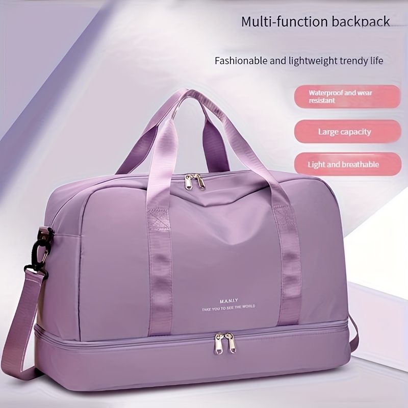 

Fashionable Large Capacity Fitness Bag, Multi-functional Large Pocket Storage Handbag, Solid Color Casual Travel Bag Luggage Bag Shoulder Bag