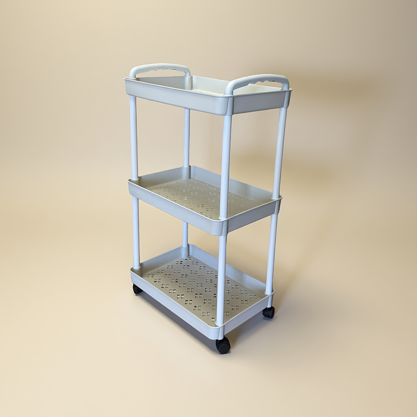 3-tier Rolling Storage Cart - Easy To Assemble Plastic Shelving Unit For Bathroom, Kitchen, Rv, Office, And Workshop, 3-tier Shelves, Space- Multifunctional Modern