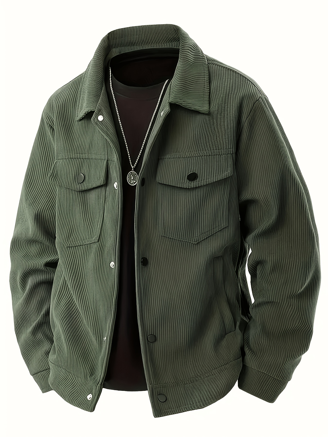 gambar barang jaket lelaki joshmei obm / luruh ringan pepejal bergaya pelbagai butang depan