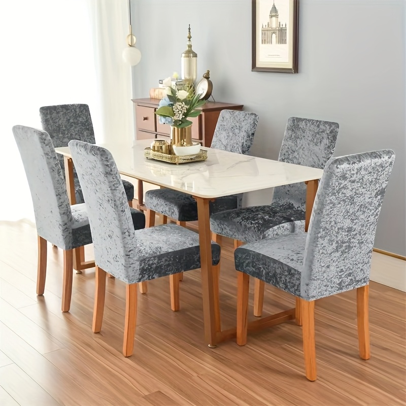 Image of 6pcs Elastic Chair Covers Universal Size Cheap Chair Covers Big Elastic House Seat Stretch Living Room Chairs Covers For Home Dining