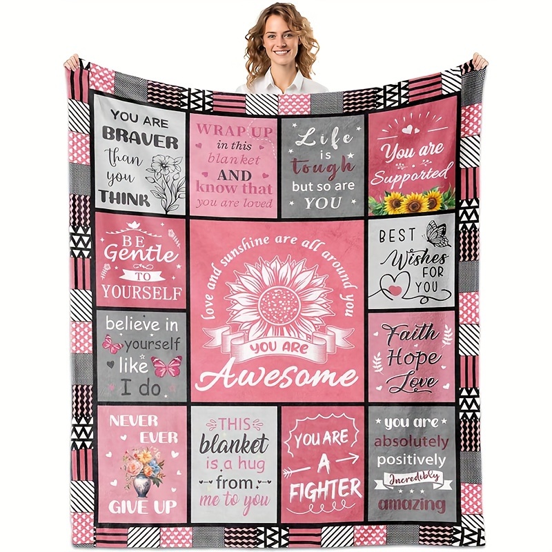 

Cozy Soft Flannel Throw Blanket With Inspirational English Quotes - Perfect For Couch, Bed, Office, And Travel - All-season Gift Idea