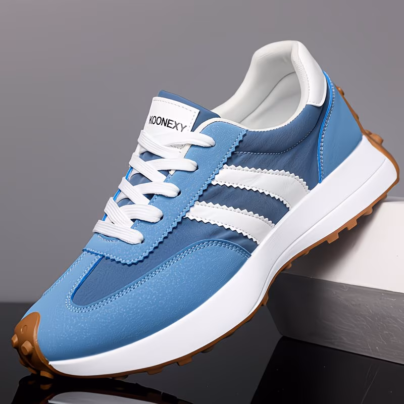 baskets chaussures de skate pour hommes chaussures de confortables lacets et rayures tendance v tements toutes design bas bout rond semelle en pvc marque koonexy chaussures pour hommes bleu cn39 eu39 14
