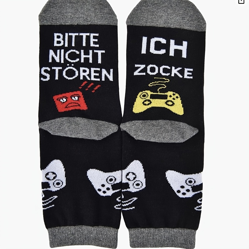 1pair Funny Saying Crew Socks, Novelty Socks, Do Not Disturb I'm Gaming Video Game Socks Gift Socks, Letters Hosiery Gifts