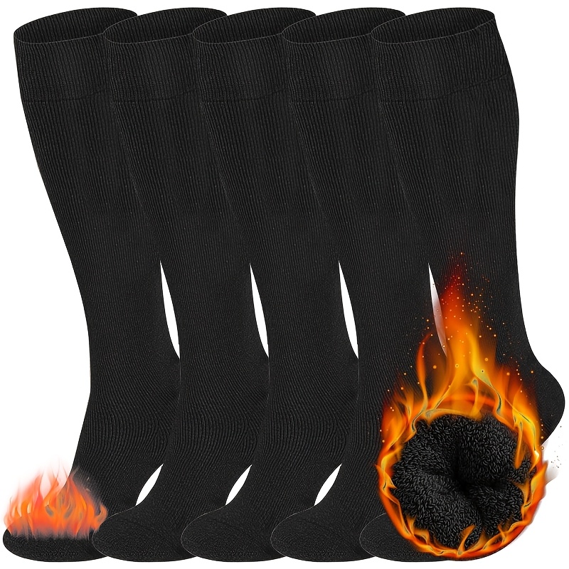 E-shop 5 Paar Thermische Kniestrümpfe für Herren – Dicke, gefütterte Wadensocken, ideal für Wandern, Reisen, Arbeit, Zuhause, Camping, Winter als