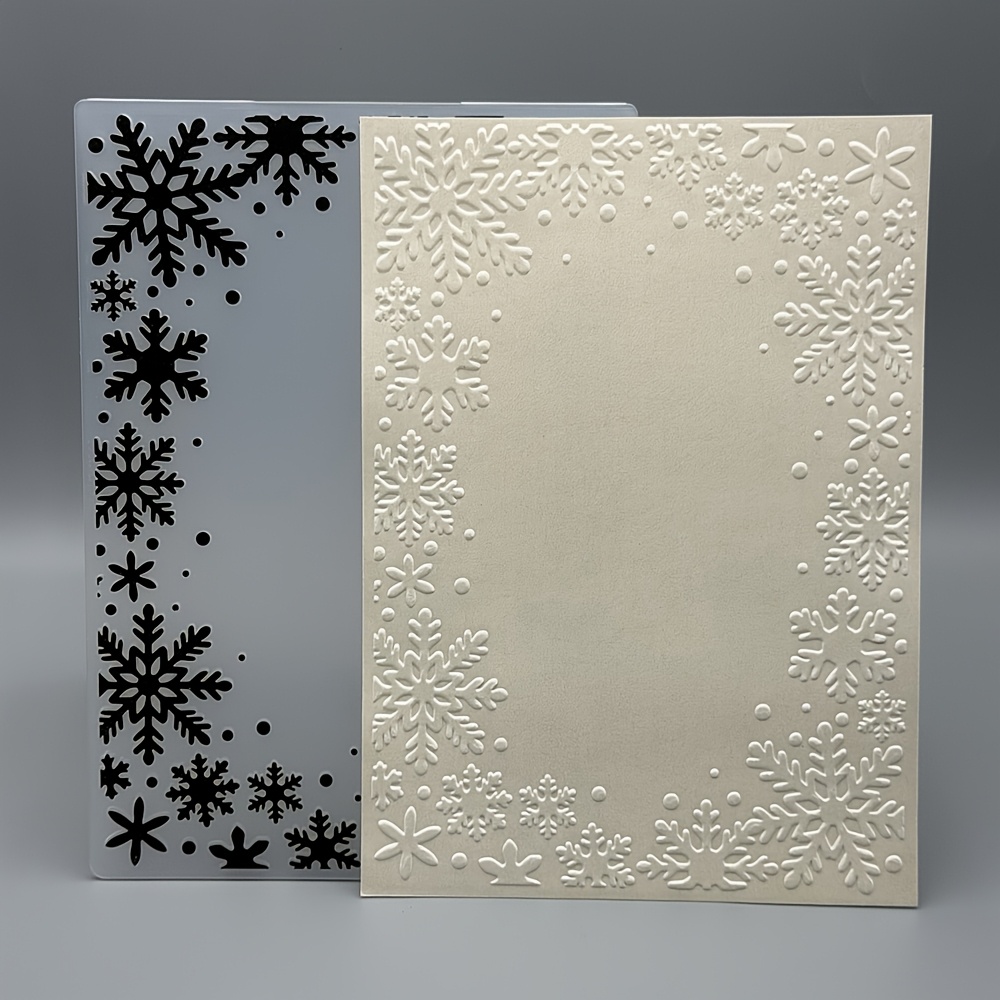 TEMU Christmas Snowflake Border 5x7 Plastic Embossed File Folder, Embossing Clip For Card Making, Textured Flower Embossing Folder Template, Diy