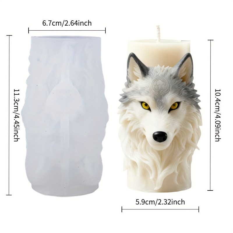 TEMU 1pc Wolf Pack Alpha Male Silicone Candle Mold, Featuring Exquisite Wolf Head Carving. Suitable For Candle/resin/soap Making, This Artistic