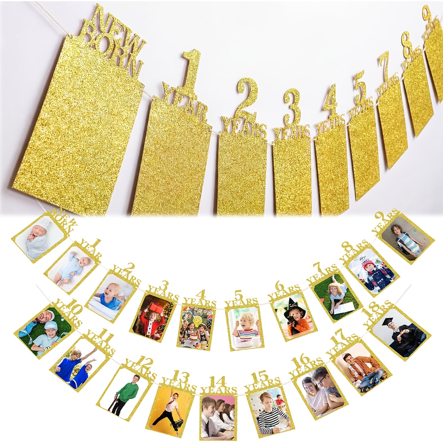 1st Birthday Banner, To 18th Birthday Photo Banner Decoration, Party Photo Frame Wreath Display, Party Supplies