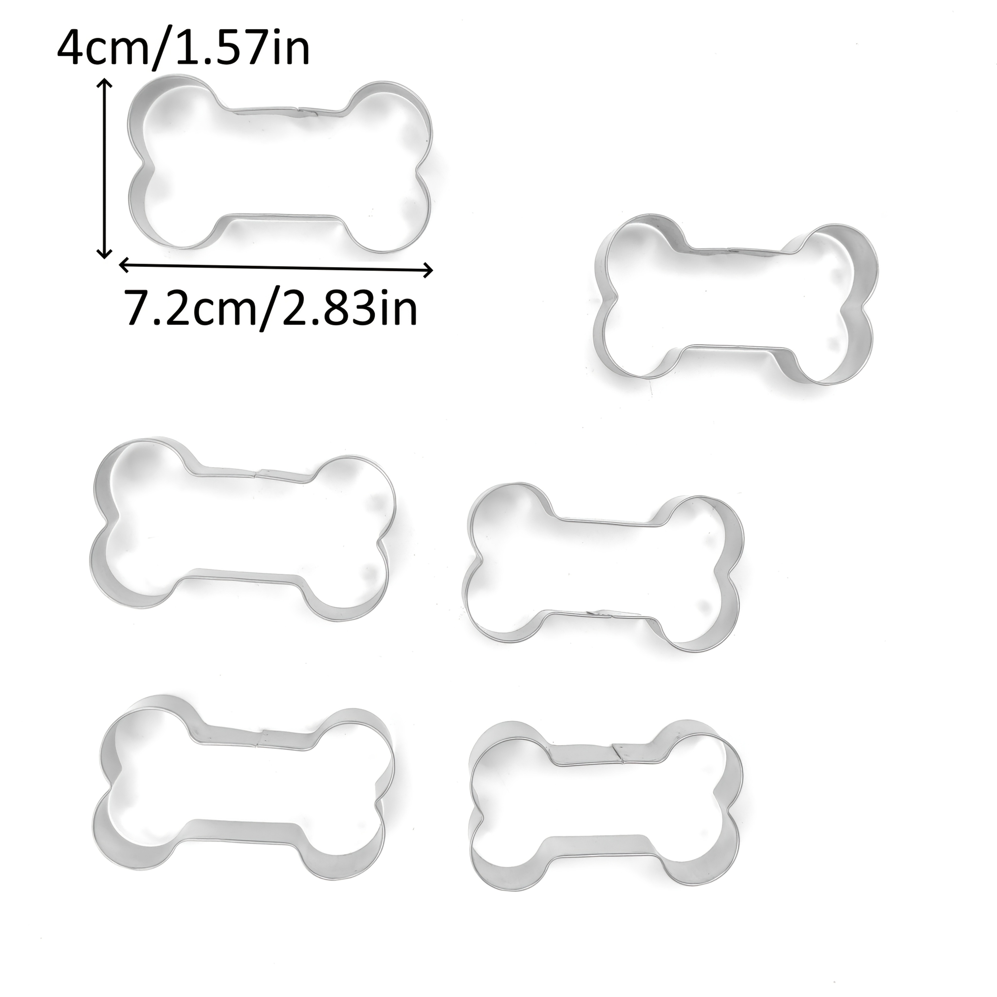 TEMU 6pcs, 6 Styles Of Bone-shaped Cookie Cutters From , Stainless Steel Material, Suitable For Christmas, Birthday, Animal Parties, Valentine's Day,