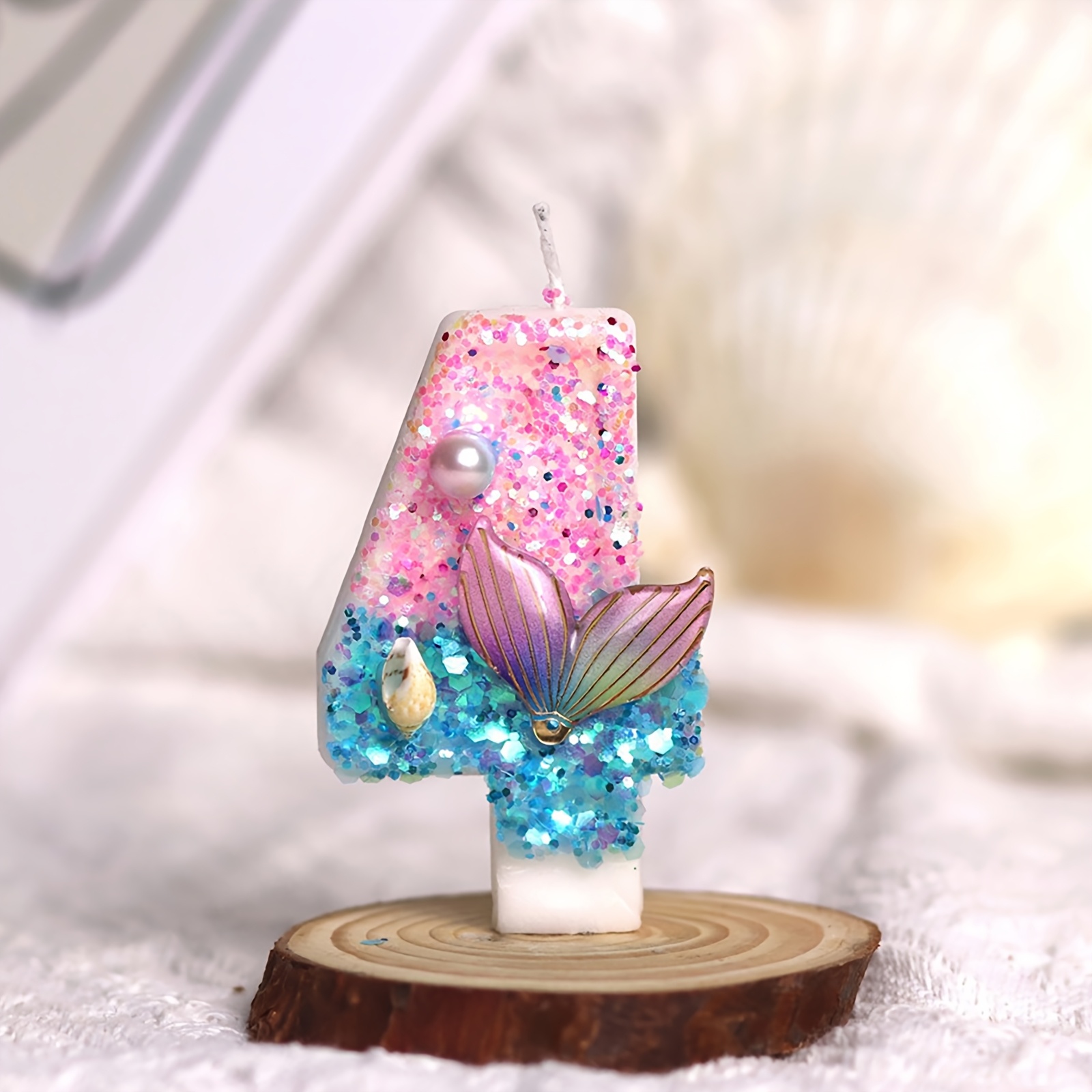 TEMU Mermaid Tail Style Birthday Cake Candles - Tall Candles For Cake With , Perfect For Birthday Celebrations