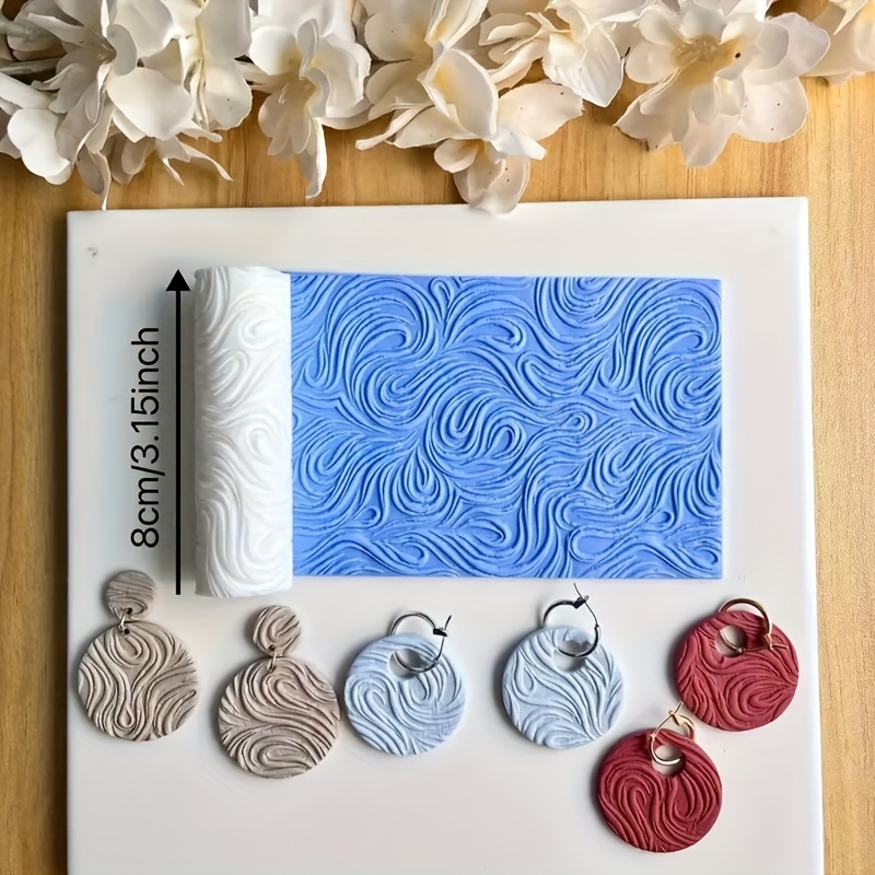 TEMU 1pc Texture Polymer Clay Seamless Texture Roller, Simple Irregular Line Texture Polymer Clay Earrings Polymer Clay Cutter, Polymer Clay Handmade