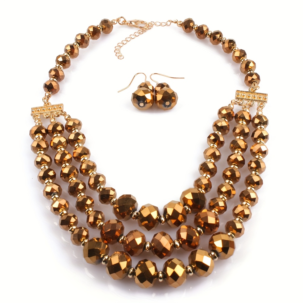 3pcs Earrings Plus Necklace Set Evening Party Decor Birthday Gift