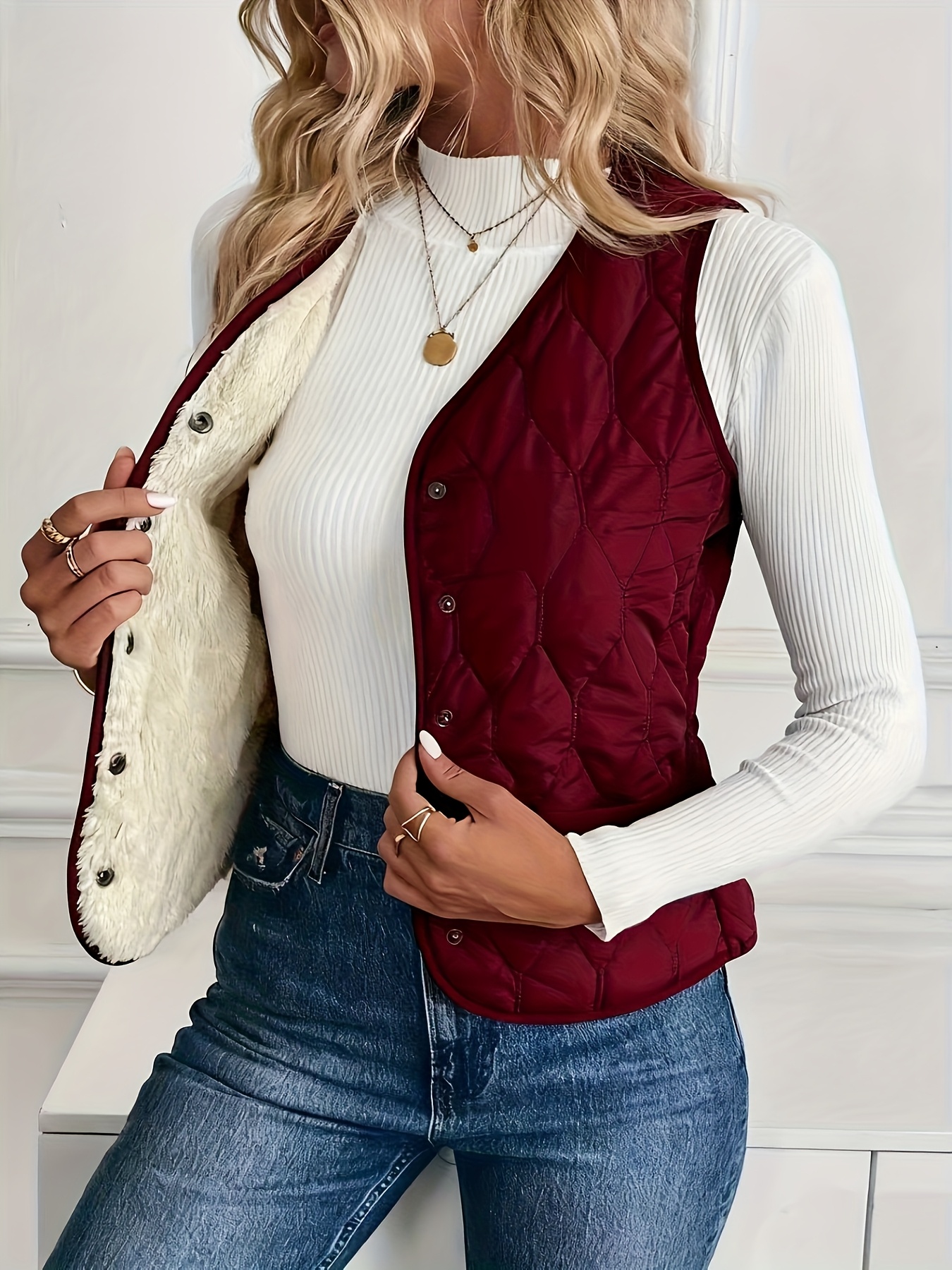 womens elegant winter vest jacket with full zip closure   beige grey tan sleeveless outerwear for layering machine washable coat no bulk casual formal use   0
