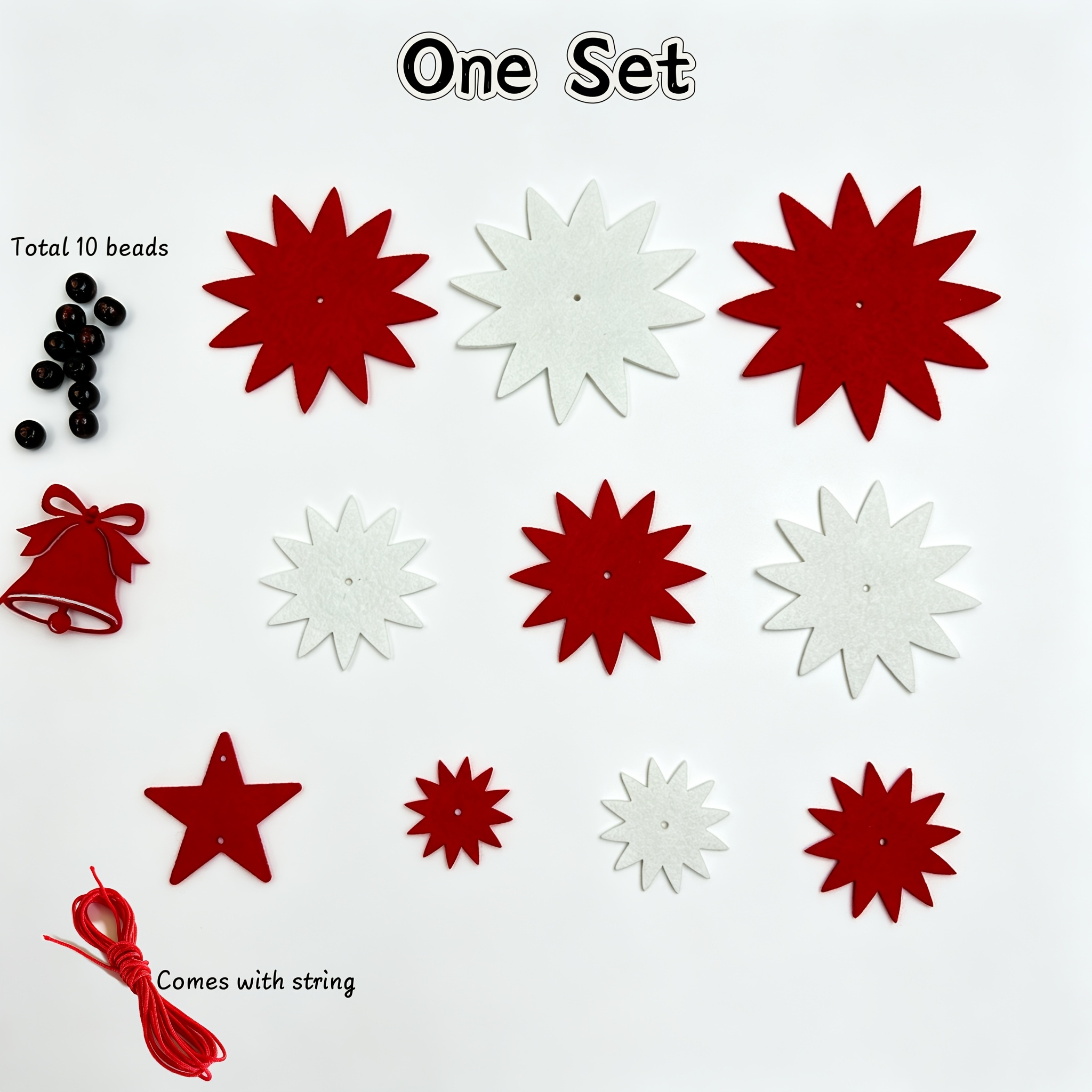 TEMU 1 Set Diy Felt Christmas Tree Ornament Kit, Make Your Own Christmas Ornaments Set For Decor, With Beads And String To 3d Hanging Decoration. For
