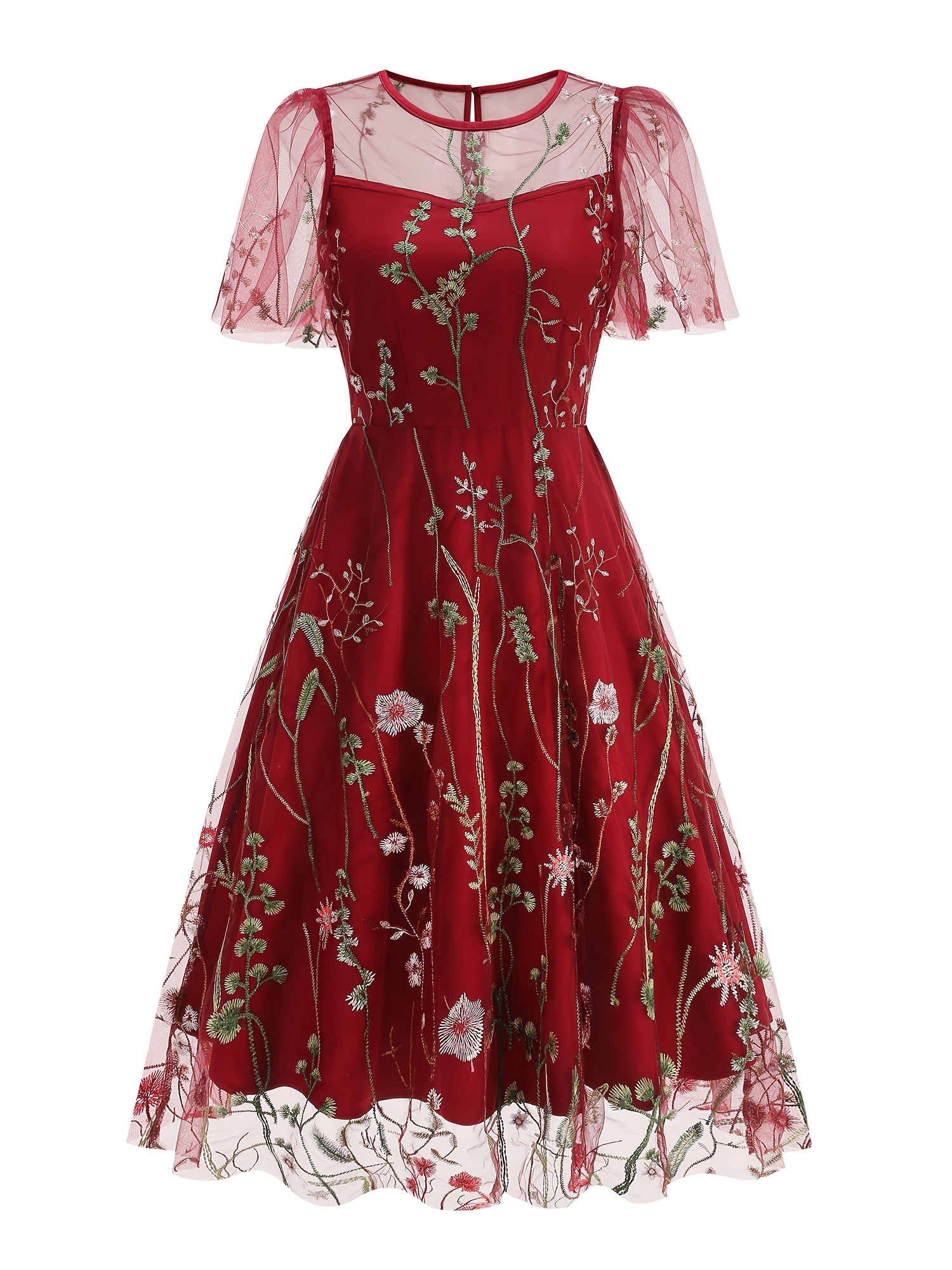 flower embroidered dress sold on Temu United States