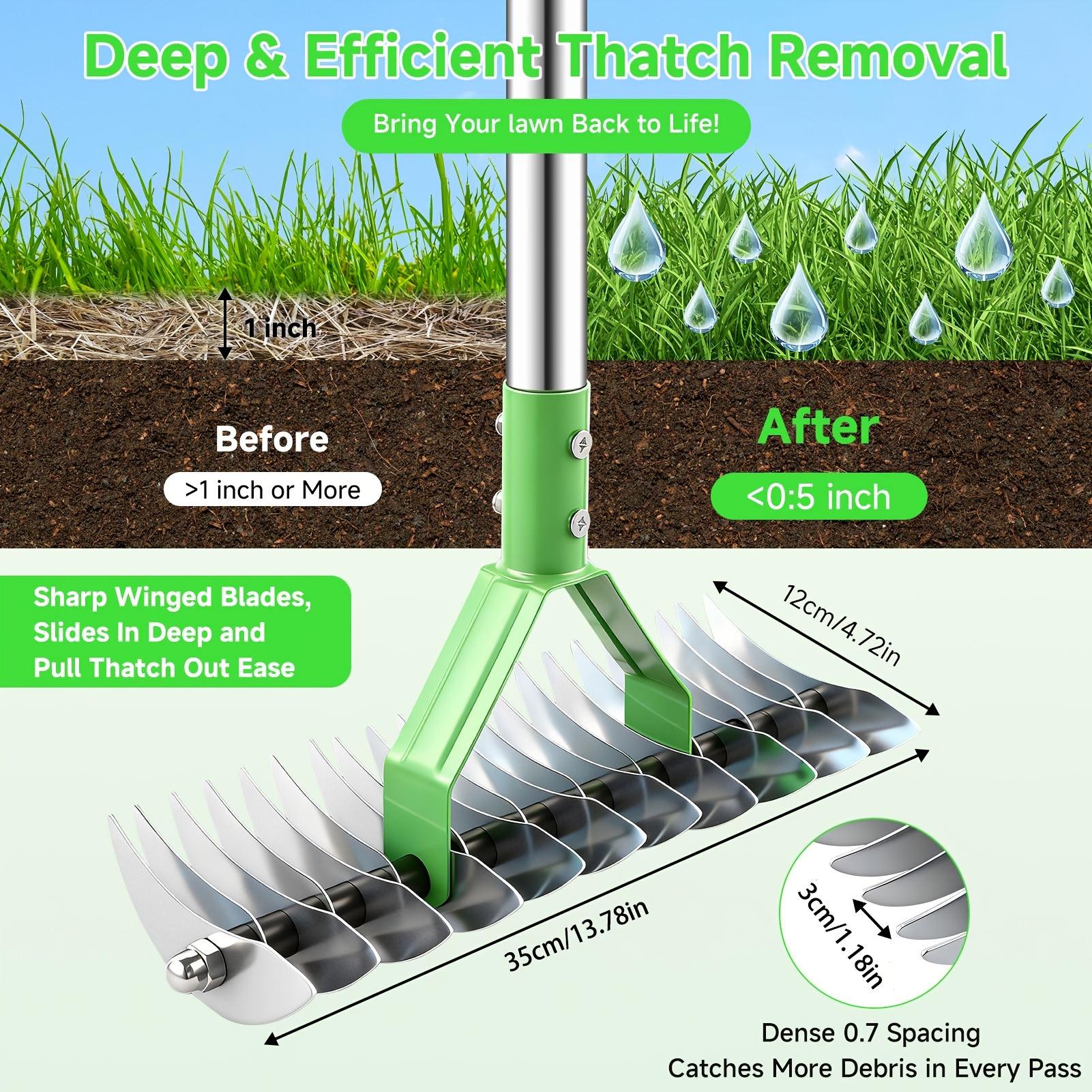 Image of 1 Heavy-duty Multi-functional Weeding Tool -with Stainless Steel Adjustable Handle, Easy For Lawn Care And Gardening, Soil Loosening And Turning, Easy Weeding And Ventilation
