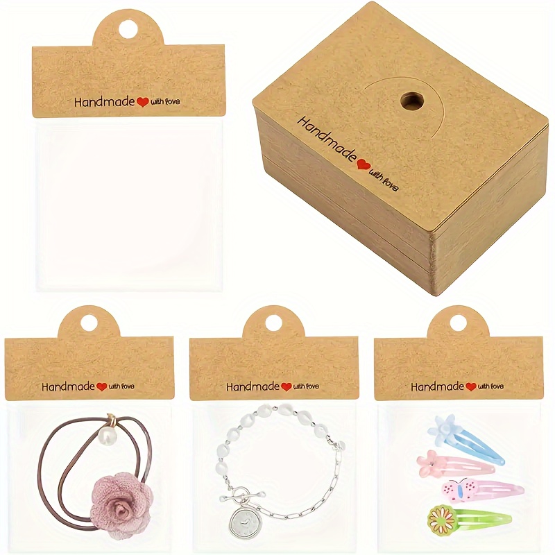 

100 Pcs Jewelry Display And Packaging Supplies, Includes 50pcs Bags And 50pcs Cards, Transparent Opp Bags For Jewelry, Pendants, Keychains, Earrings, Headpieces, And More