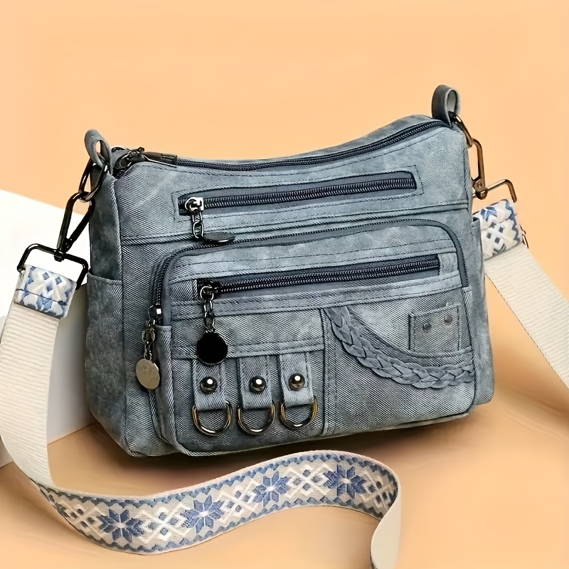 TEMU New Retro Elegant Women's Handbag, Multi-pocket Layered Storage Crossbody Bag, Widened Adjustable Webbing Shoulder Strap, Women's Bag For