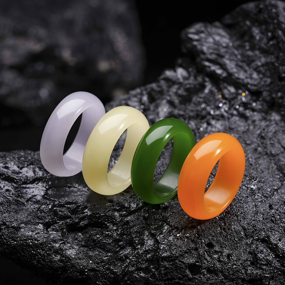 Pinannie Solid Couple Rings 7.5mm Wide Engagement Wedding Bands Retro Style