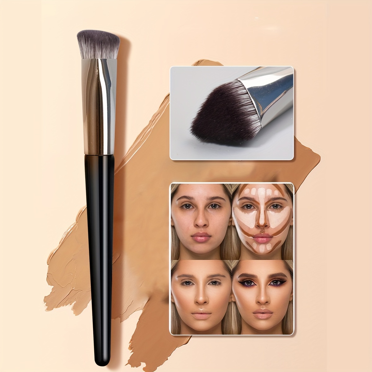 

1pc Triangular Concealer Makeup Brush - Small Angle Precision Tool For Concealing Foundation Blush, For Flawless Coverage