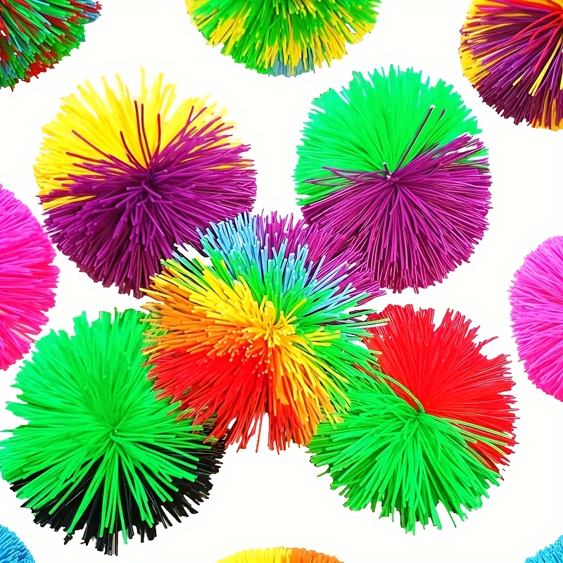 

4pcs Sensory Toys Set - , Bouncy Ball, Rainbow Pom & Squishy Balls - Perfect For Kids & Adults