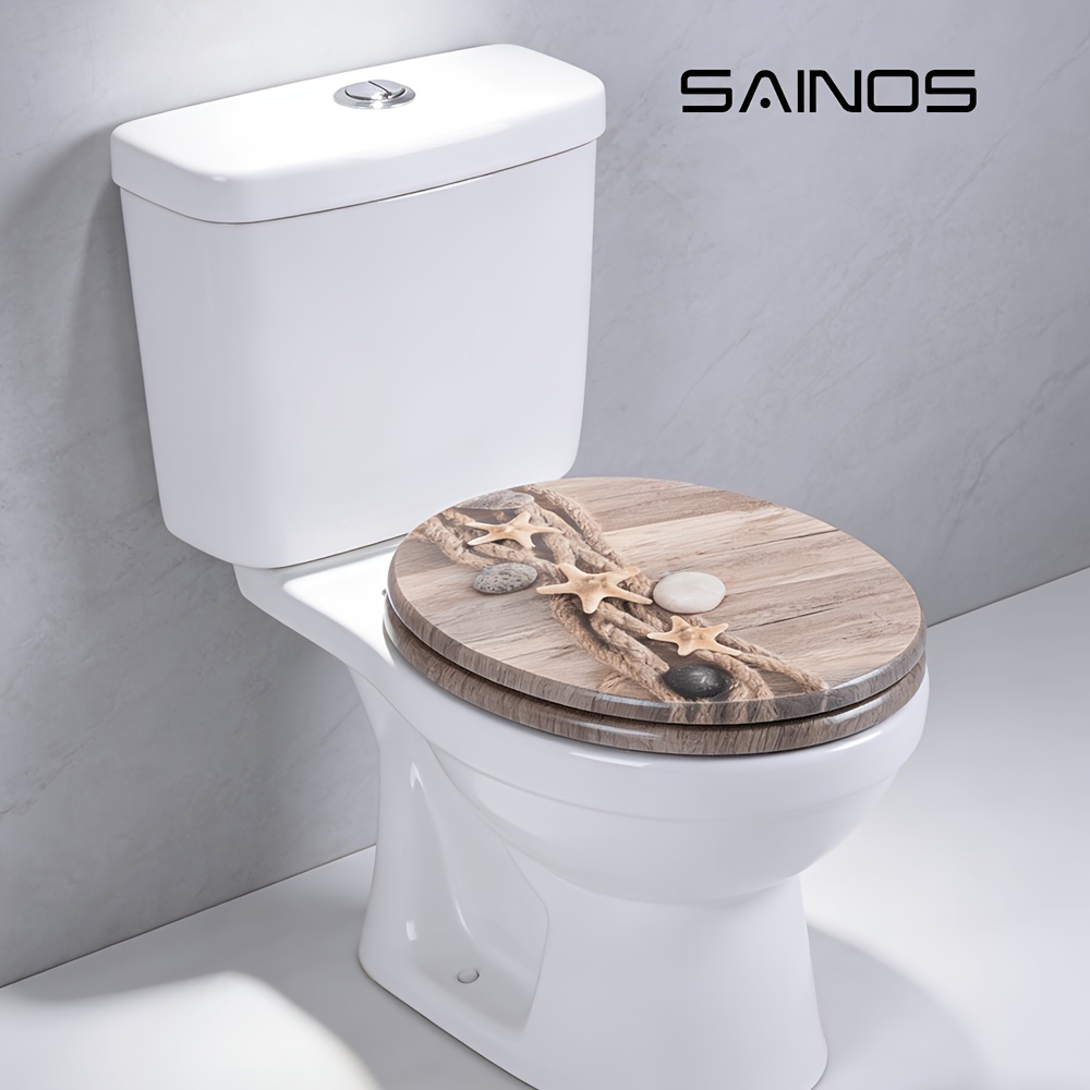 Sainos Toilet Seat With Mechanism, Mdf , Sturdy Quality