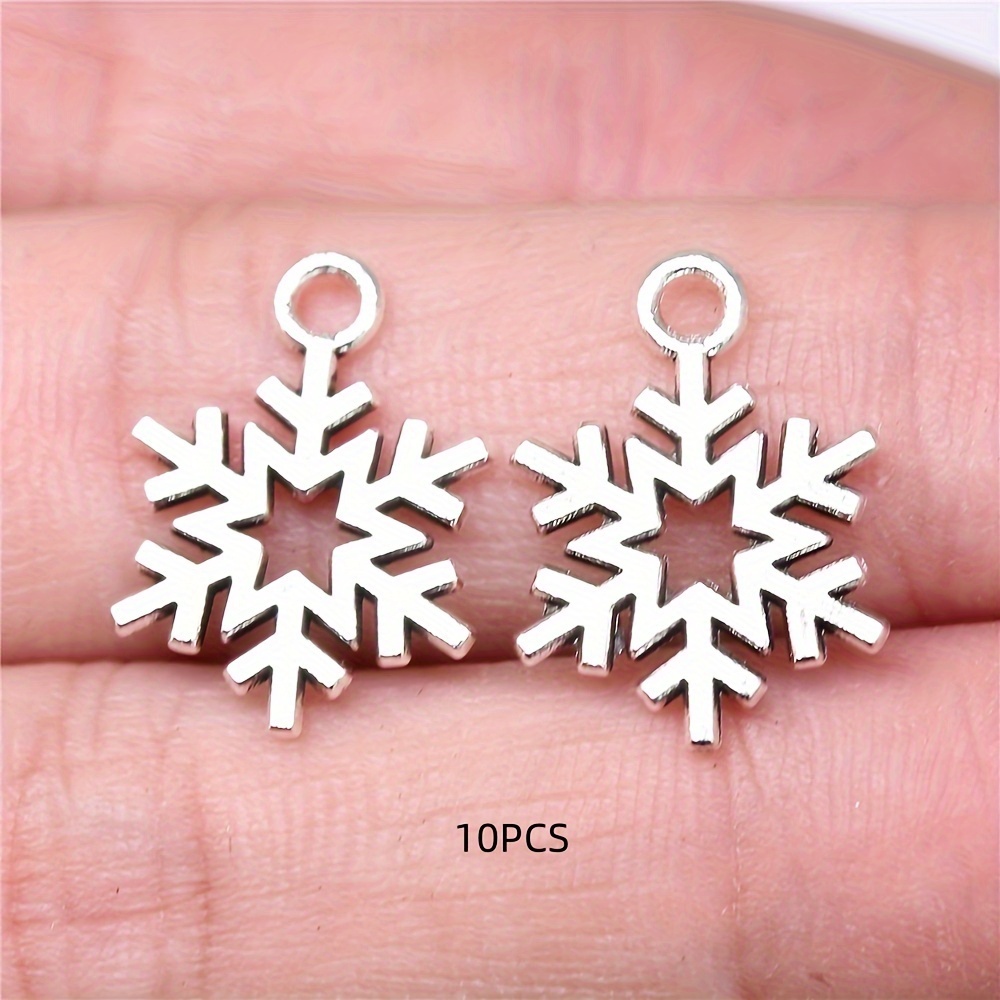 TEMU 10 stuks antieke zilverkleurige sneeuwvlok hangers voor armbanden, kettingen, sleutelhangers en accessoires, perfect voor kerstcadeaus, afmeting