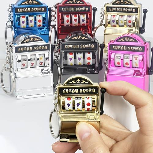 funky style slot machine keychain novelty plastic mobile phone pendant charm unique accessory for gaming enthusiasts