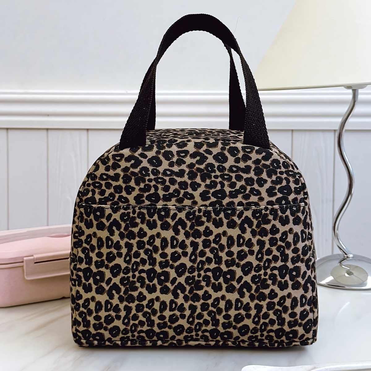 TEMU Outdoor Travel Sports Bag; Student Portable Lunch Bag; Cute Lunch And Fruit Bag With Leopard Pattern., Non-food Contact