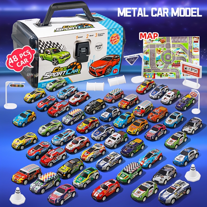 conjunto   de 56 peças (48   de brinquedo com retrocesso em metal + 8 acessórios com caixa de armazenamento, presentes para   no halloween e  ) 0
