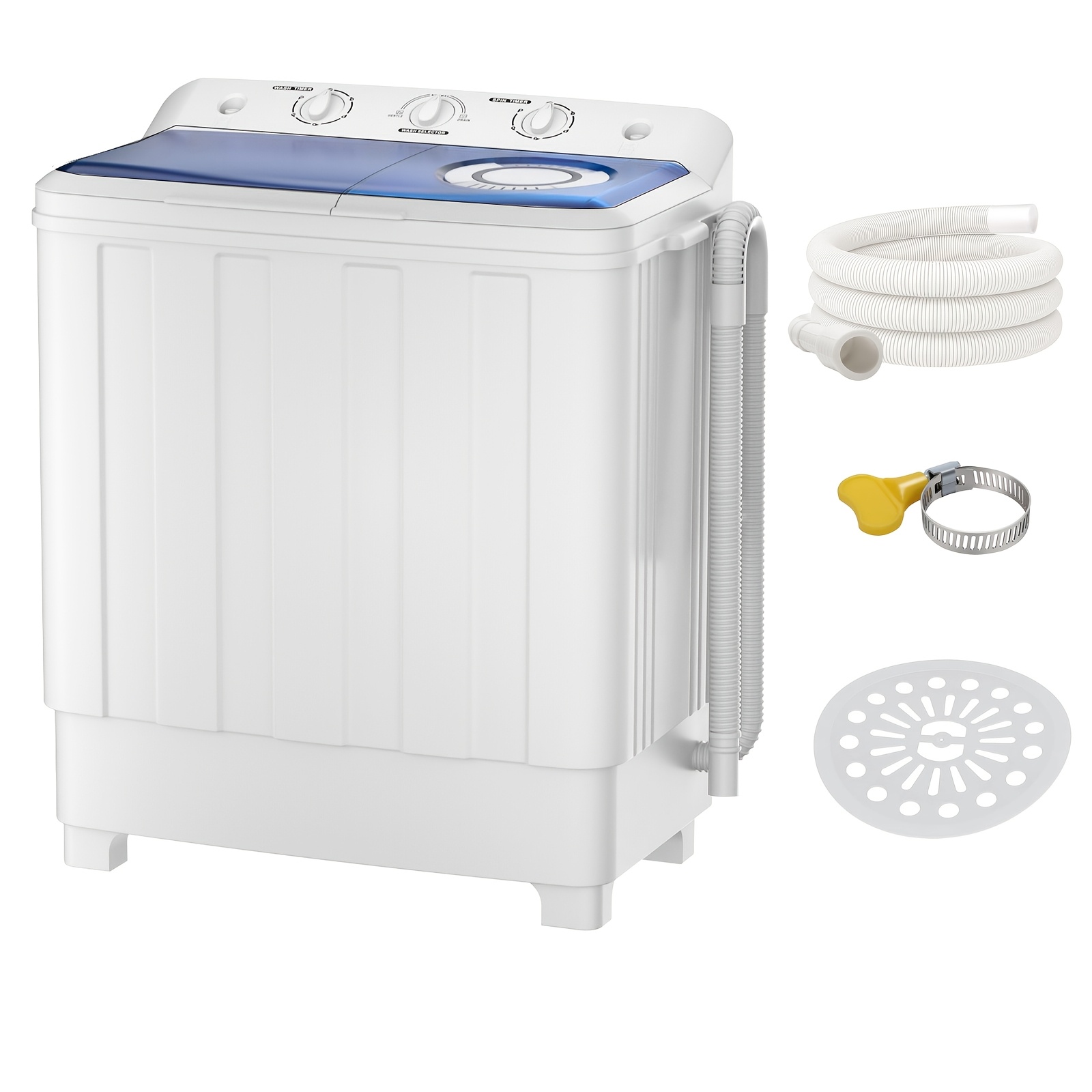 item picture 30lbs portable washing machine semi automatic compact twin tub laundry washer with built in drain pump   20lbs washer and 10lbs spin dryer combo for apartments dorms rvs