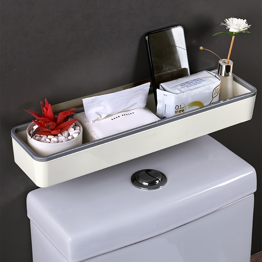 

1pc Bathroom Storage Cabinet Rack Wall Mounted Hole Storage Device