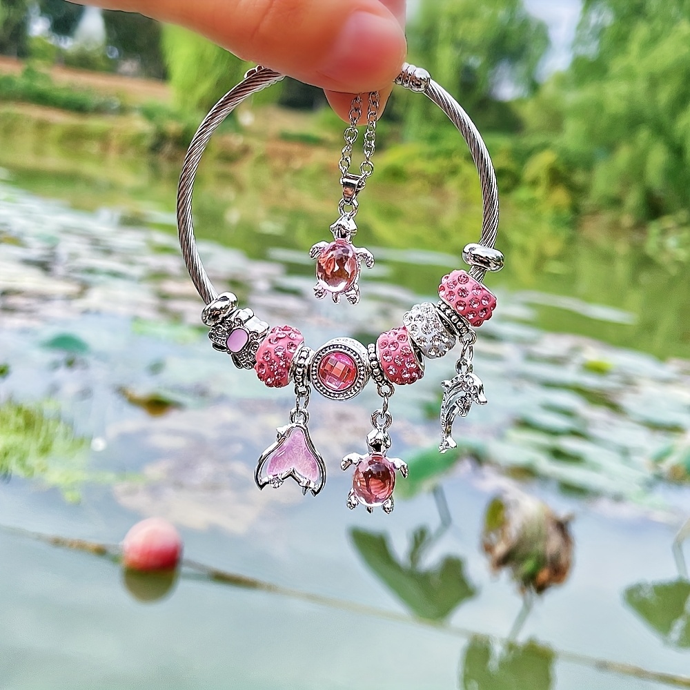 TEMU A Two-piece Set Featuring A 304 304 Stainless Steel Open Bangle And Necklace, With Fish Tail, Shell, Octopus, And Pendants, Perfect As A Holiday