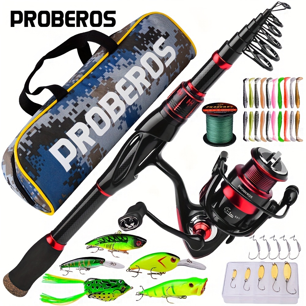 Kids Fishing Pole Reel Combos, Ultralight Telescopic Fishing Rod + Spinning  Reel + Spincast Baits + Fishing Line with Portable Tackle Box for Boys