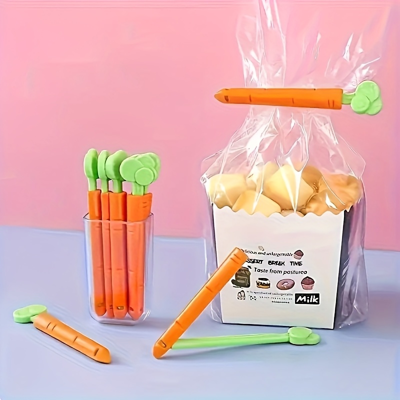 12pcs magnetic carrot shaped plastic clips non food contact sealed refrigerator pantry clips suitable for plastic bags snack packs kitchen organizing accessories Product details 9