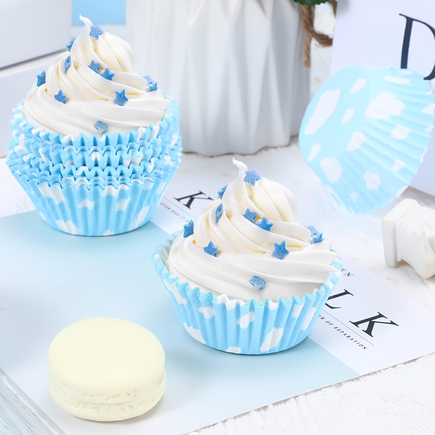 Sky Style Cupcake Holder, Light Blue Cupcake Wrapping Paper, Cup, Birthday Theme Party Baking Cup, Party, Party Supplies Baking Packaging And Packaging Materials