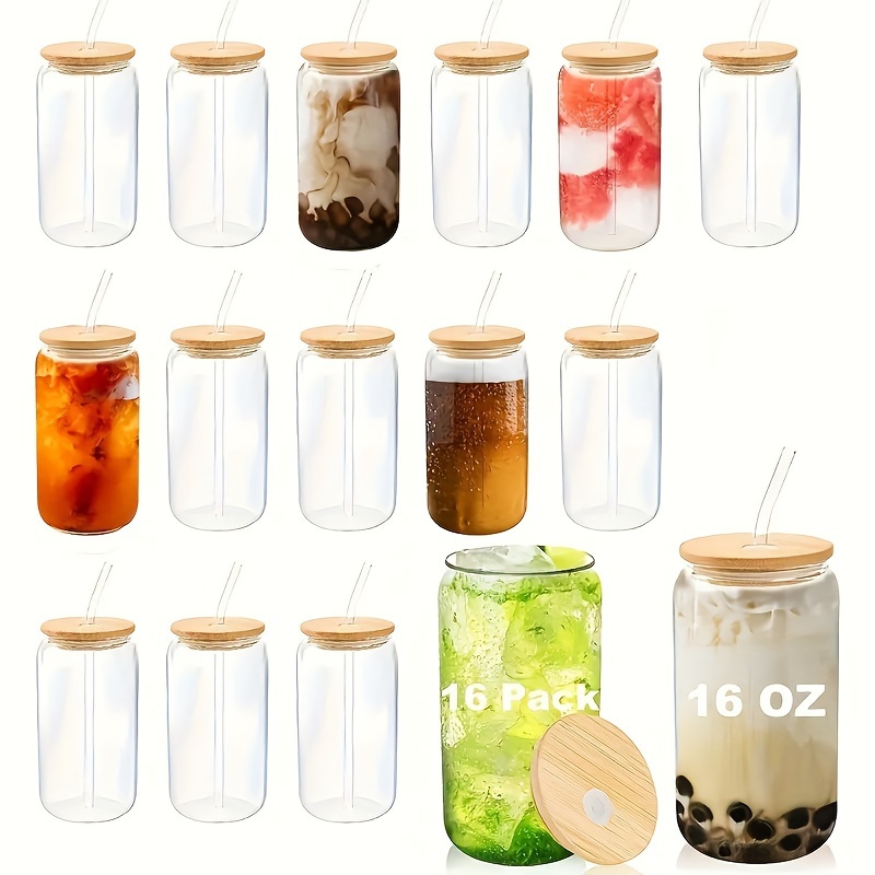 

16pcs Borosilicate Glass Mugs With High-quality Bamboo , 16oz - & Reusable For Coffee, Tea, - Ideal For Home, Parties, & Commercial Use - Handwash Only, Best For Christmas