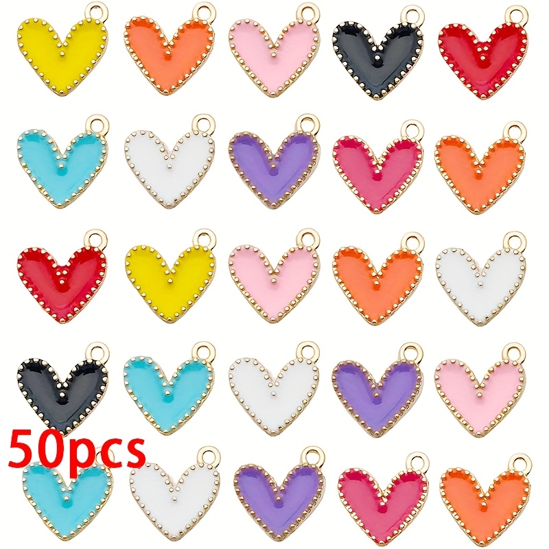 E-shop 50 Stück Niedliche Emaille Anhänger Romantische Charms für Schmuckherstellung Ohrringe Armband Halskette Erweiterungen Valentinstag