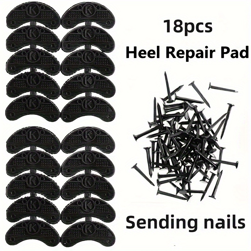 TEMU 12pcs/18pcs Tampons de réparation en caoutchouc pour semelles et talons avec clous, coussin antidérapant, coussin de remplacement, coussin de