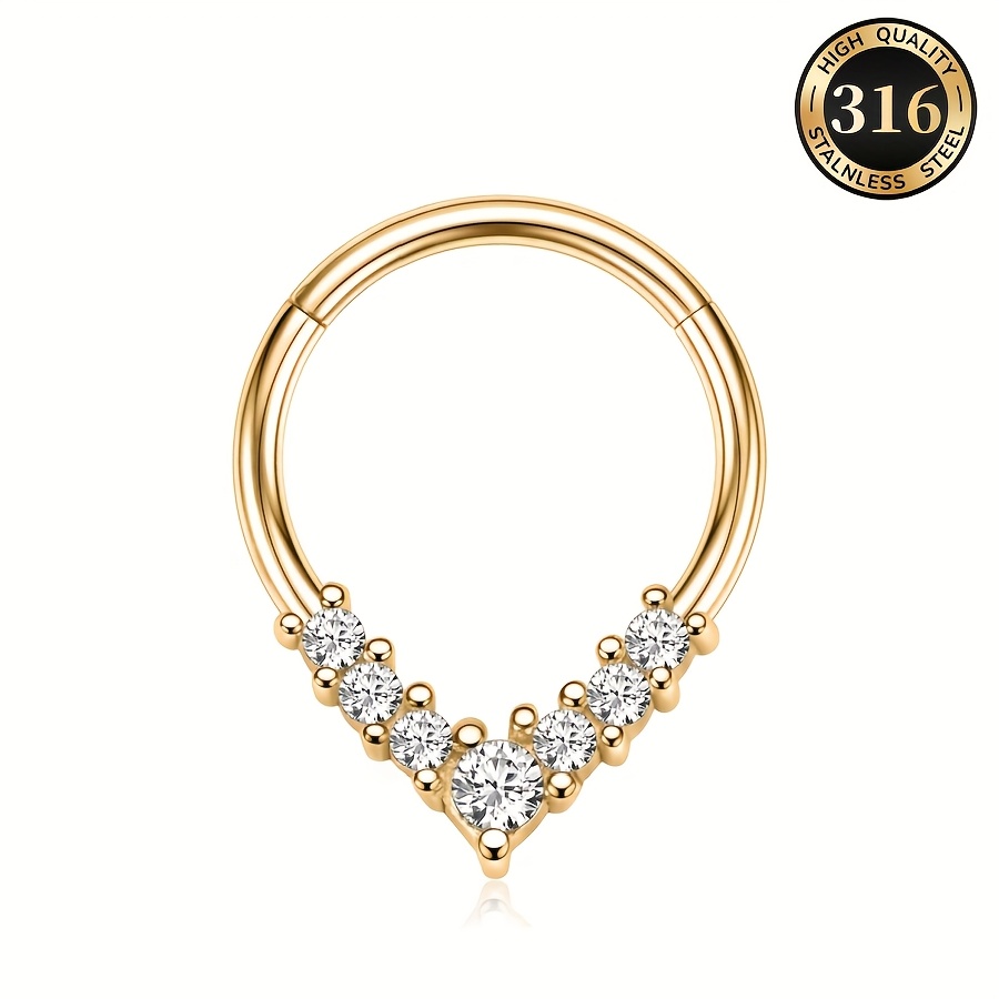 E-shop 316 Edelstahl Nahtloser Scharnier Septum Nasenring mit Klickmechanismus - für Frauen Daith Knorpel Helix Muschel Ohren Piercing Schmuck