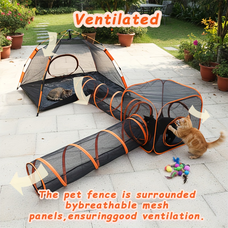 Modular Cat Playpen & Activity Tunnel Tent for Indoor/Outdoor Use