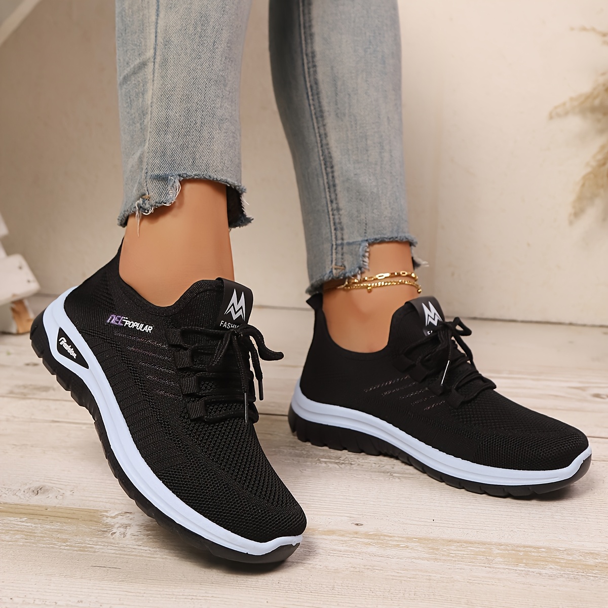 Image of [sneakers] Women's New Hiking Athletic Shoes, Comfortable Breathable Fish Scale Pattern Low-top Lace- Label Mesh Shoes, Suitable For Sports Outdoor Running Hiking Daily Commuting