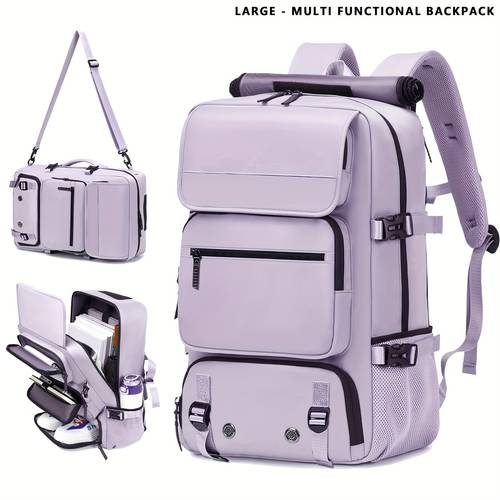 mens large capacity travel laptop backpack airline approved business work bag fits 17 inch notebook durable nylon material with shoe compartment adjustable shoulder straps and multiple utility pockets ideal for outdoor hiking and camping