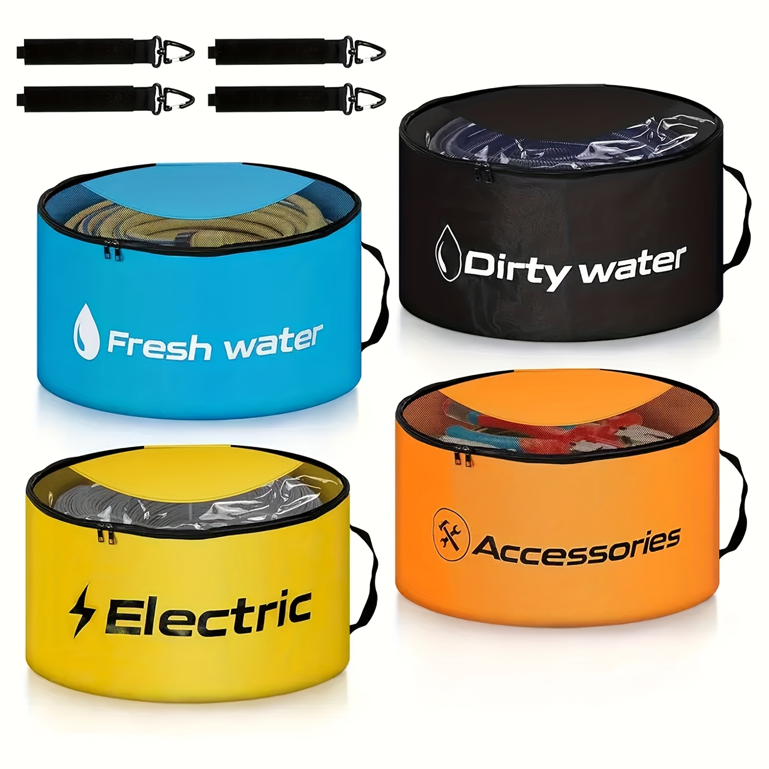 4 color rv sewer hose organizer bag with two way zipper   cover durable polyester storage for fresh water hoses electrical cords camper tools foldable universal fit for rv   accessories