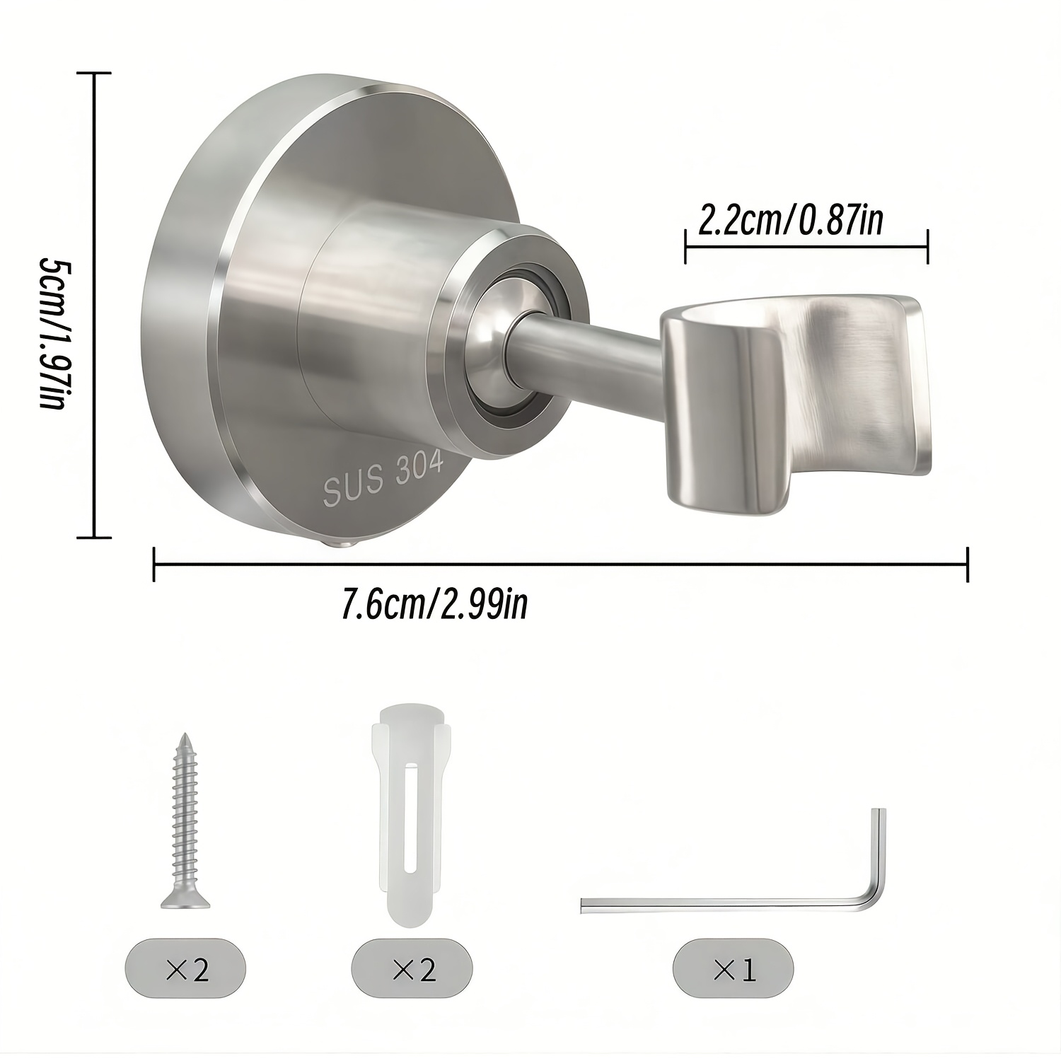 TEMU 1 stuks Heavy Duty Douchekop Beugel Muurbevestiging Houder, 304 Roestvrij Staal, Verstelbaar, voor Handdouche Sproeikop, Duurzame Metalen