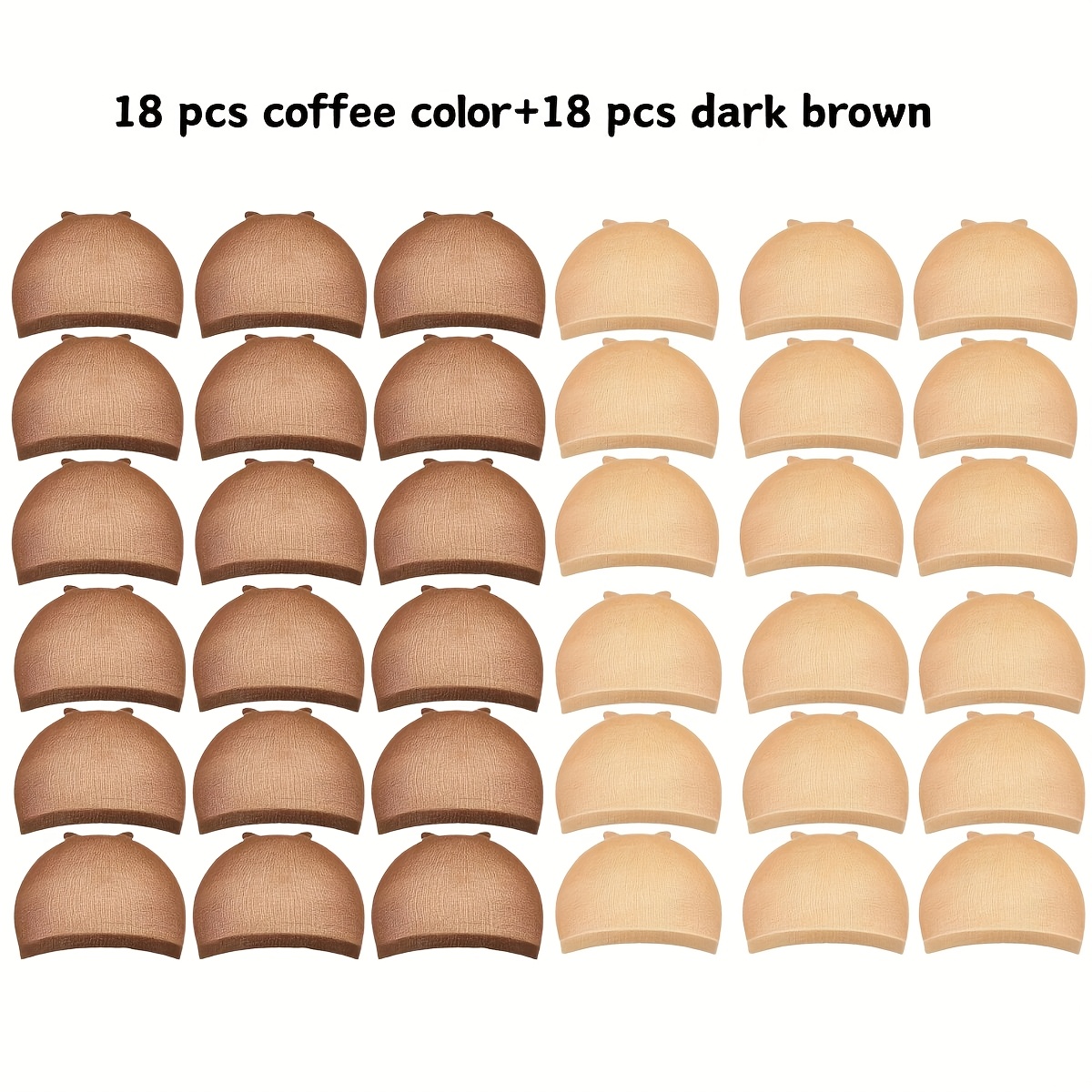 TEMU 20/36/48 pièces Bonnet de Perruque Élastique en Nylon, Marron & , Bonnet Unisexe pour Perruques à Dentelle Frontale