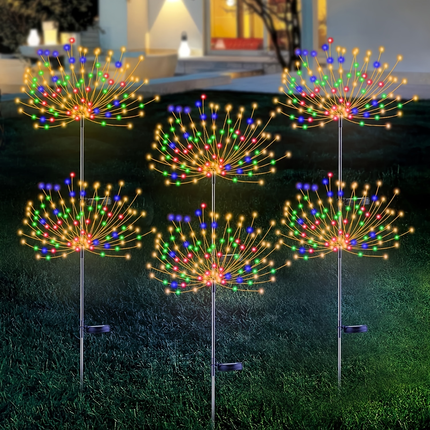 

6 Pack Solar Firework Lights Solar Powered Art Stake Twinkle Lighting With 8 Mode For Outside Decor, 150 Led Sparklers String Lights For Patio Party Decorations