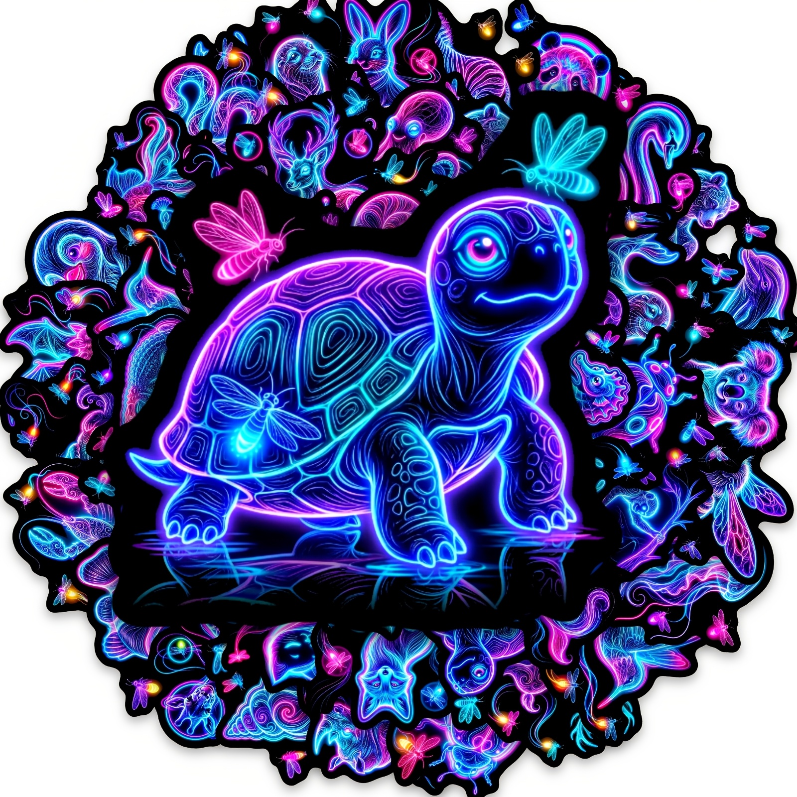 TEMU 50pcs Neon Glow Animal Stickers, -the-dark Animal Decals, Perfect For Decorating Scrapbooks, Laptops, Water Bottles, Skateboards, Guitars,